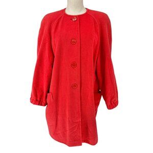Luisa Spagnoli Vintage Coat Womens Size S Red Wool Pockets LS Made In Italy